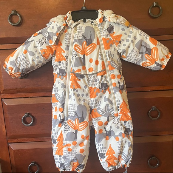 Lassie Other - 🧡👶 Lassie Brand Orange & Gray Baby Snowsuit, 6mo fits height to 68cm / 26.75”